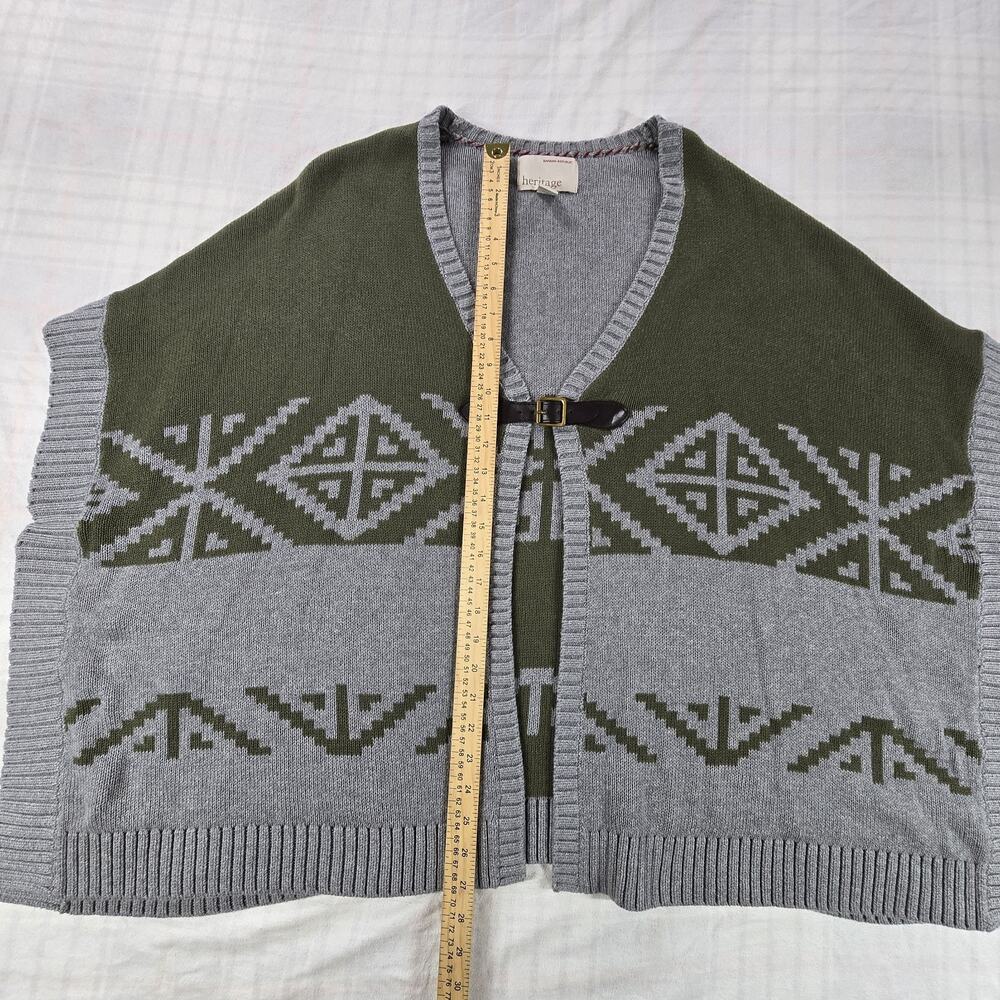 Banana Republic Heritage Intarsia Poncho Aztec Southwest Buckle Front M/L - Picture 4 of 10